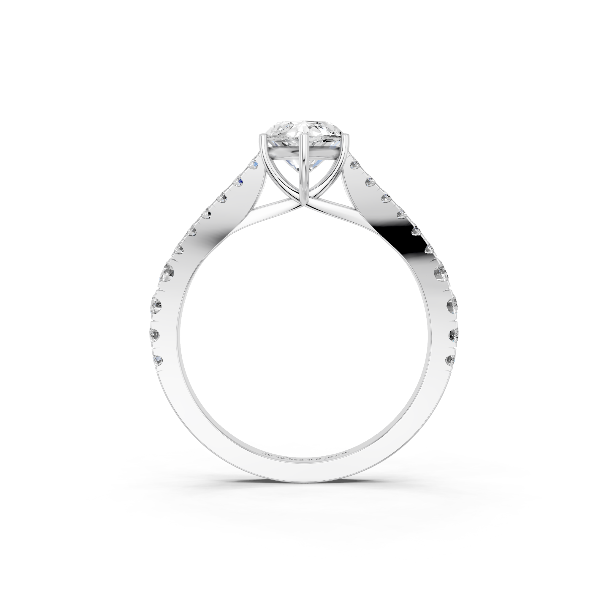 White gold Marquise Cut Split Shank Pave Engagement Ring with Four-Prong Setting_11