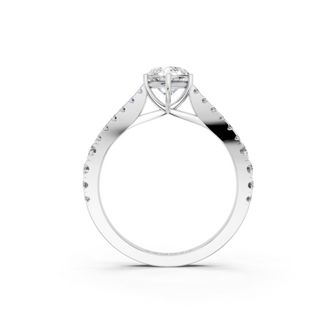 White gold Marquise Cut Split Shank Pave Engagement Ring with Four-Prong Setting_11