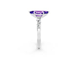 White gold Marquise Cut Tanzanite Cluster Side Stone Solitaire Ring with Prong Setting_26