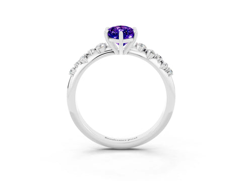 White gold Marquise Cut Tanzanite Cluster Side Stone Solitaire Ring with Prong Setting_27