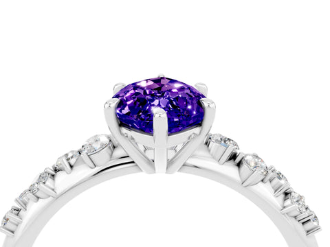 White gold Marquise Cut Tanzanite Cluster Side Stone Solitaire Ring with Prong Setting_28