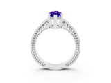 White gold Marquise Cut Tanzanite Engagement Ring with Milgrain Channel Set Band and Prong Setting_3