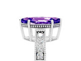 White gold Marquise Cut Tanzanite Engagement Ring with Milgrain Channel Set Band and Prong Setting_5