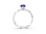 White gold Marquise Cut Tanzanite Engagement Ring with Side Stone Accents and Four-Prong Setting_30