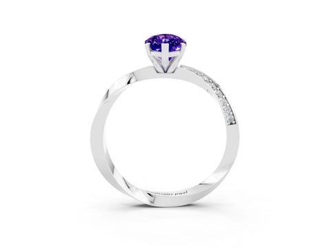 White gold Marquise Cut Tanzanite Engagement Ring with Side Stone Accents and Four-Prong Setting_30