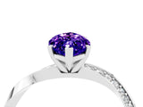 White gold Marquise Cut Tanzanite Engagement Ring with Side Stone Accents and Four-Prong Setting_88