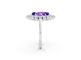 White gold Marquise Cut Tanzanite Floral Double Halo Engagement Ring with Prong Setting_38