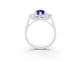 White gold Marquise Cut Tanzanite Floral Double Halo Engagement Ring with Prong Setting_39