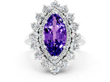 White gold Marquise Cut Tanzanite Floral Double Halo Engagement Ring with Prong Setting_85