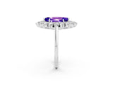 White gold Marquise Cut Tanzanite Floral Double Halo Engagement Ring with Prong Setting_87