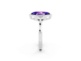 White gold Marquise Cut Tanzanite Halo Ring with Tapered Band and Four-Prong Setting_2