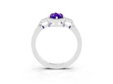 White gold Marquise Cut Tanzanite Halo Ring with Tapered Band and Four-Prong Setting_3