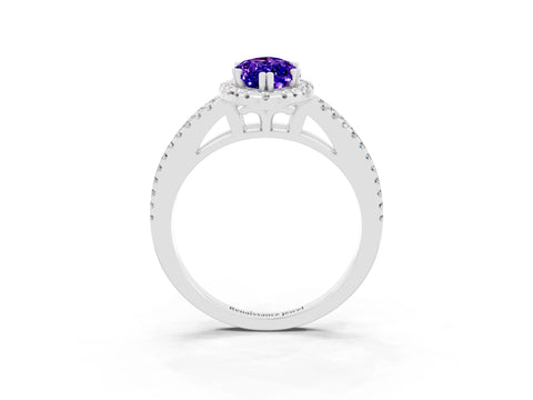 White gold Marquise Cut Tanzanite Halo Split Shank Engagement Ring_15