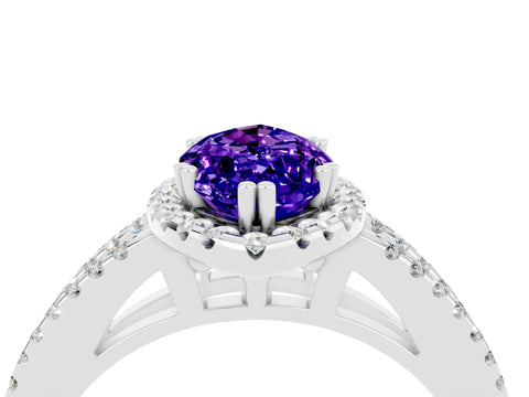 White gold Marquise Cut Tanzanite Halo Split Shank Engagement Ring_16