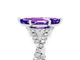 White gold Marquise Cut Tanzanite  Halo Twist Band Solitaire Prong Setting Ring_29