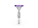 White gold Marquise Cut Tanzanite Halo Twist Band Solitaire Prong Setting Ring_2