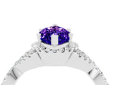 White gold Marquise Cut Tanzanite  Halo Twist Band Solitaire Prong Setting Ring_58