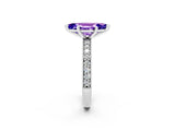 White gold Marquise Cut Tanzanite Milgrain Pavé Engagement Ring with Four-Prong Setting_2