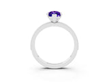 White gold Marquise Cut Tanzanite Milgrain Pavé Engagement Ring with Four-Prong Setting_3