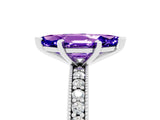 White gold Marquise Cut Tanzanite Milgrain Pavé Engagement Ring with Four-Prong Setting_5