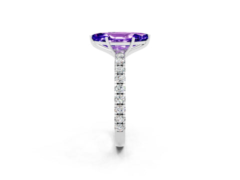 White gold Marquise Cut Tanzanite Pavé Solitaire Engagement Ring with Four-Prong Setting_14