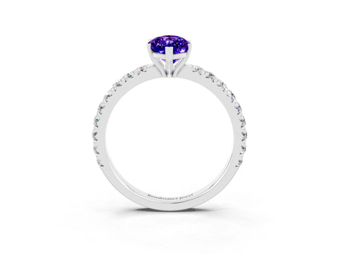 White gold Marquise Cut Tanzanite Pavé Solitaire Engagement Ring with Four-Prong Setting_15