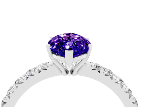 White gold Marquise Cut Tanzanite Pavé Solitaire Engagement Ring with Four-Prong Setting_16