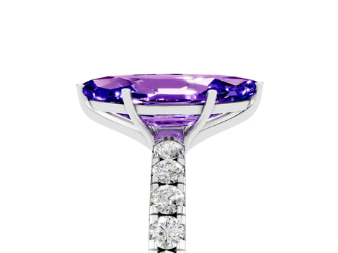 White gold Marquise Cut Tanzanite Pavé Solitaire Engagement Ring with Four-Prong Setting_17