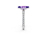 White gold Marquise Cut Tanzanite Pavé Solitaire Ring with Round Band and Prong Setting_38