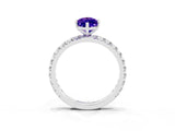 White gold Marquise Cut Tanzanite Pavé Solitaire Ring with Round Band and Prong Setting_39