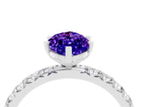 White gold Marquise Cut Tanzanite Pavé Solitaire Ring with Round Band and Prong Setting_40