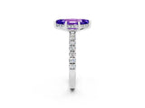 White gold Marquise Cut Tanzanite Pave Band Solitaire Ring with Four-Prong Setting_26