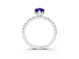 White gold Marquise Cut Tanzanite Pave Band Solitaire Ring with Four-Prong Setting_27