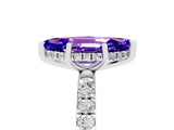 White gold Marquise Cut Tanzanite Pave Band Solitaire Ring with Four-Prong Setting_29