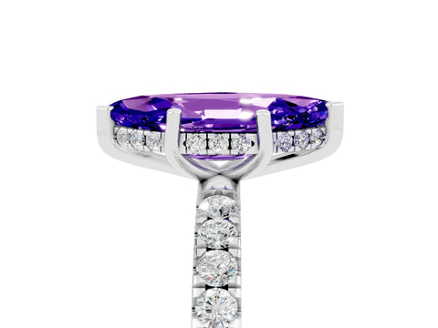 White gold Marquise Cut Tanzanite Pave Band Solitaire Ring with Four-Prong Setting_29