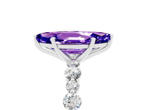 White gold Marquise Cut Tanzanite Prong Set Engagement Ring with Pavé Band_5