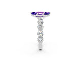 White gold Marquise Cut Tanzanite Prong Setting with Side Stones on a Pave Band_2