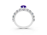White gold Marquise Cut Tanzanite Prong Setting with Side Stones on a Pave Band_3