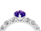White gold Marquise Cut Tanzanite Prong Setting with Side Stones on a Pave Band_4
