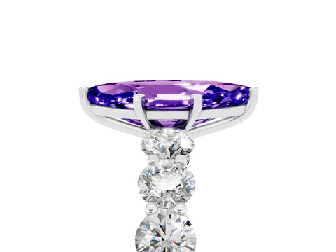 White gold Marquise Cut Tanzanite Prong Setting with Side Stones on a Pave Band_5