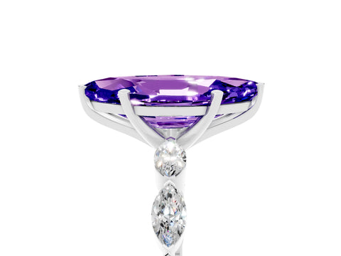 White gold Marquise Cut Tanzanite Ring with Marquise Side Stones and Prong Setting_17