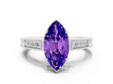 White gold Marquise Cut Tanzanite Ring with Milgrain Pavé Band and Four-Prong Setting_12
