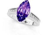 White gold Marquise Cut Tanzanite Ring with Milgrain Pavé Band and Four-Prong Setting_13