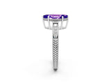 White gold Marquise Cut Tanzanite Ring with Milgrain Pavé Band and Four-Prong Setting_14