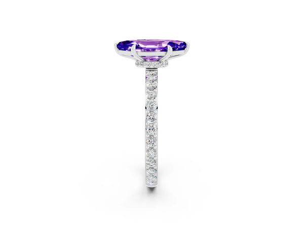 Platinum Marquise Cut Tanzanite Pavé Engagement Ring with Round  Accents and Prong Setting