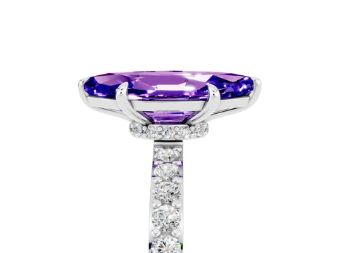 White gold Marquise Cut Tanzanite Ring with Pavé Band and Four-Prong Setting_5
