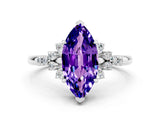 White gold Marquise Cut Tanzanite Ring with Side Stones and Four-Prong Setting_36