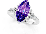 White gold Marquise Cut Tanzanite Ring with Side Stones and Four-Prong Setting_37