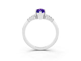 White gold Marquise Cut Tanzanite Ring with Side Stones and Four-Prong Setting_39