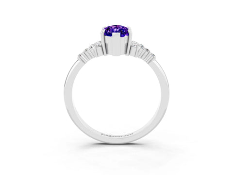 White gold Marquise Cut Tanzanite Ring with Side Stones and Four-Prong Setting_39